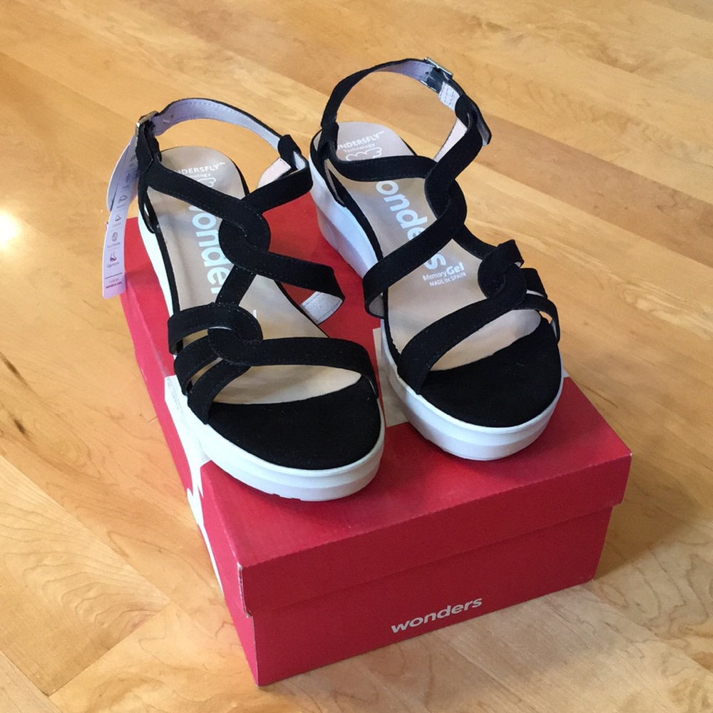 WONDERS | Leather Slingback Platform Slide Sandal
